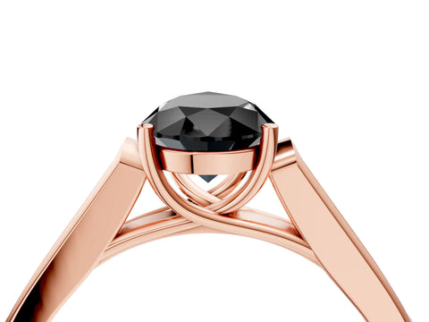 Rose gold Fancy Black Pear Cut Solitaire Cathedral Diamond Engagement Ring with Channel-Set Band and Four-Prong Setting_7