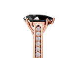 Rose gold Fancy Black Pear Cut Solitaire Cathedral Diamond Engagement Ring with Channel-Set Band and Four-Prong Setting_8