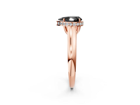 Rose gold Fancy Black Pear Cut Solitaire Diamond Engagement Ring with Four-Prong Setting and Tapered Band_2