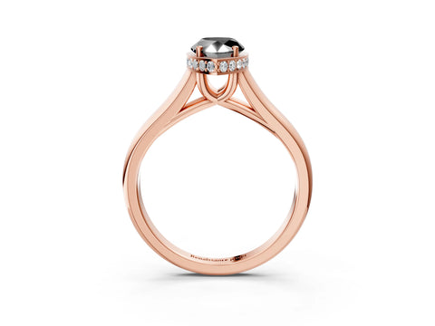 Rose gold Fancy Black Pear Cut Solitaire Diamond Engagement Ring with Four-Prong Setting and Tapered Band_3