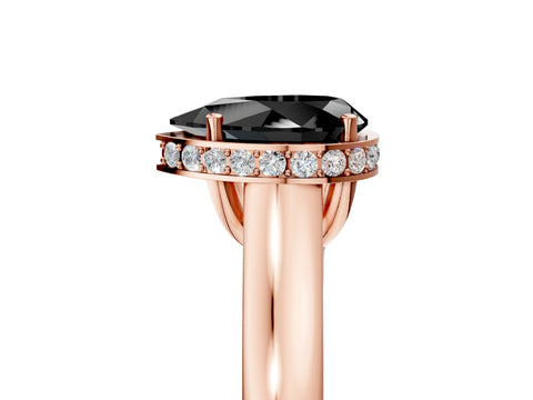 Rose gold Fancy Black Pear Cut Solitaire Diamond Engagement Ring with Four-Prong Setting and Tapered Band_5