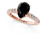 Rose gold Fancy Black Pear Cut Solitaire Diamond Engagement Ring with Pavé Band and Six-Prong Setting_13