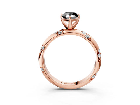 Rose gold Fancy Black Pear Cut Solitaire Diamond Engagement Ring with Twisted Pave Band and Four-Prong Setting_6