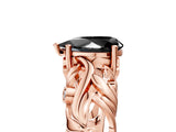 Rose gold Fancy Black Pear Cut Solitaire Diamond Leaf-Inspired Vine Band Ring with Prong Setting_5