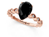 Rose gold Fancy Black Pear Cut Solitaire Diamond Ring with Infinity Twist Band and Four-Prong Setting_1