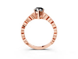 Rose gold Fancy Black Pear Cut Solitaire Diamond Ring with Infinity Twist Band and Four-Prong Setting_3