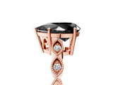 Rose gold Fancy Black Pear Cut Solitaire Diamond Ring with Infinity Twist Band and Four-Prong Setting_5