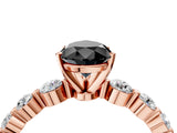 Rose gold Fancy Black Pear Cut Solitaire Diamond Ring with Pave Band and Four-Prong Setting_4