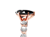 Rose gold Fancy Black Pear Cut Solitaire Diamond Ring with Pave Band and Four-Prong Setting_5