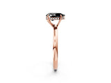 Rose gold Fancy Black Pear Cut Solitaire Diamond Ring with Prong Setting and Plain Band_2