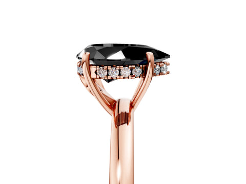 Rose gold Fancy Black Pear Cut Solitaire Diamond Ring with Prong Setting and Plain Band_5