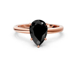 Rose gold Fancy Black Pear Cut Solitaire Engagement Ring with Cathedral Band and Four-Prong Setting