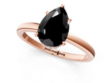Rose gold Fancy Black Pear Cut Solitaire Engagement Ring with Cathedral Band and Four-Prong Setting_1