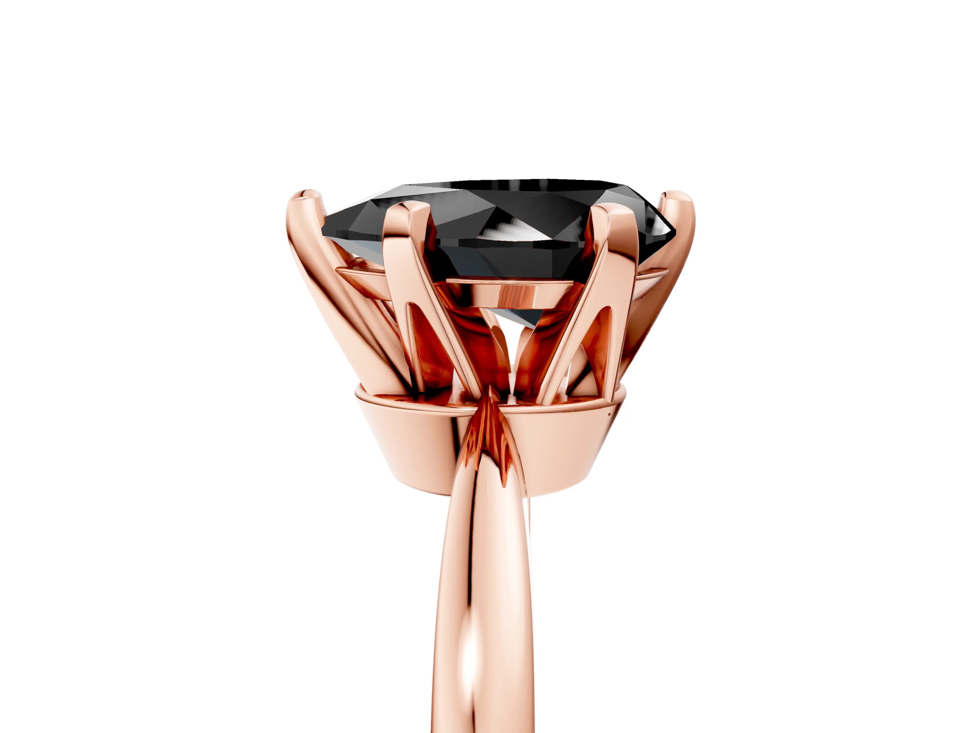Rose gold Fancy Black Pear Cut Solitaire Engagement Ring with Six-Prong Setting and Tapered Band_5