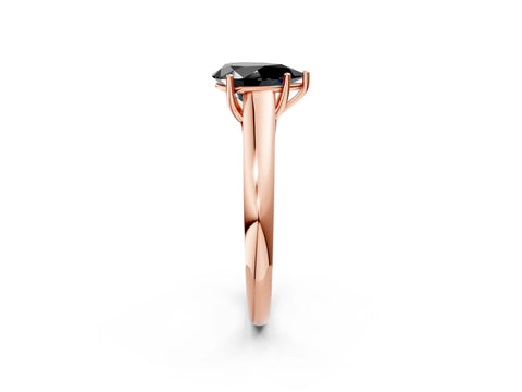 Rose gold Fancy Black Pear Cut Solitaire Engagement Ring with Tapered Band and Four-Prong Setting_5