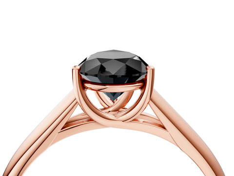 Rose gold Fancy Black Pear Cut Solitaire Engagement Ring with Tapered Band and Four-Prong Setting_7