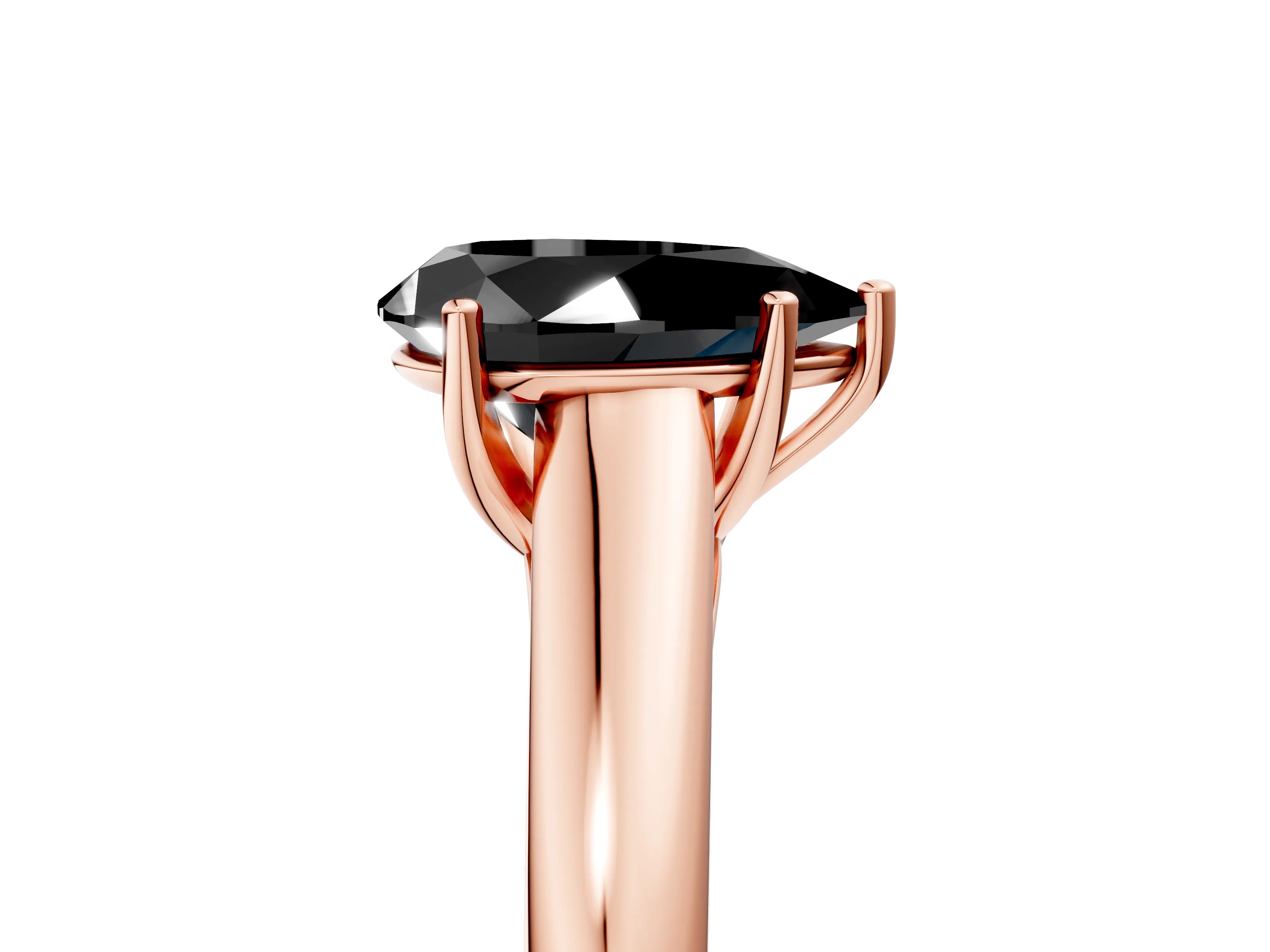 Rose gold Fancy Black Pear Cut Solitaire Engagement Ring with Tapered Band and Four-Prong Setting_8