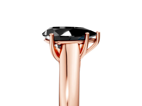 Rose gold Fancy Black Pear Cut Solitaire Engagement Ring with Tapered Band and Four-Prong Setting_8