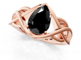 Rose gold Fancy Black Pear Cut Solitaire Intertwined Band Prong Setting Ring_1