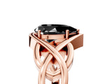 Rose gold Fancy Black Pear Cut Solitaire Intertwined Band Prong Setting Ring_5