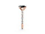 Rose gold Fancy Black Pear Cut Solitaire Marquise Side Stone Prong Setting Ring_2