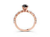 Rose gold Fancy Black Pear Cut Solitaire Marquise Side Stone Prong Setting Ring_3