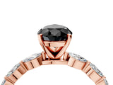 Rose gold Fancy Black Pear Cut Solitaire Marquise Side Stone Prong Setting Ring_4