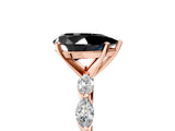 Rose gold Fancy Black Pear Cut Solitaire Marquise Side Stone Prong Setting Ring_5