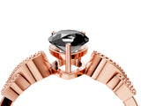 Rose gold Fancy Black Pear Cut Solitaire Milgrain Leaf Band with Prong Setting_4