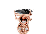 Rose gold Fancy Black Pear Cut Solitaire Milgrain Leaf Band with Prong Setting_5