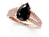 Rose gold Fancy Black Pear Cut Solitaire Split Shank Pavé Diamond Engagement Ring_1