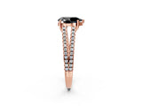 Rose gold Fancy Black Pear Cut Solitaire Split Shank Pavé Diamond Engagement Ring_2
