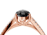 Rose gold Fancy Black Pear Cut Solitaire Split Shank Pavé Diamond Engagement Ring_4