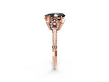 Rose gold Fancy Black Pear Cut Solitaire Split Shank Pave Diamond Engagement Ring with Four-Prong Setting_2
