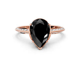 Rose gold Fancy Black Pear Cut Solitaire Split Shank Pave Diamond Engagement Ring with Four-Prong Setting_24