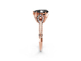Rose gold Fancy Black Pear Cut Solitaire Split Shank Pave Diamond Engagement Ring with Four-Prong Setting_26