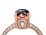 Rose gold Fancy Black Pear Cut Solitaire Split Shank Pave Diamond Engagement Ring with Four-Prong Setting_28