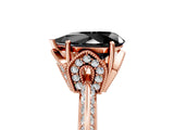 Rose gold Fancy Black Pear Cut Solitaire Split Shank Pave Diamond Engagement Ring with Four-Prong Setting_29