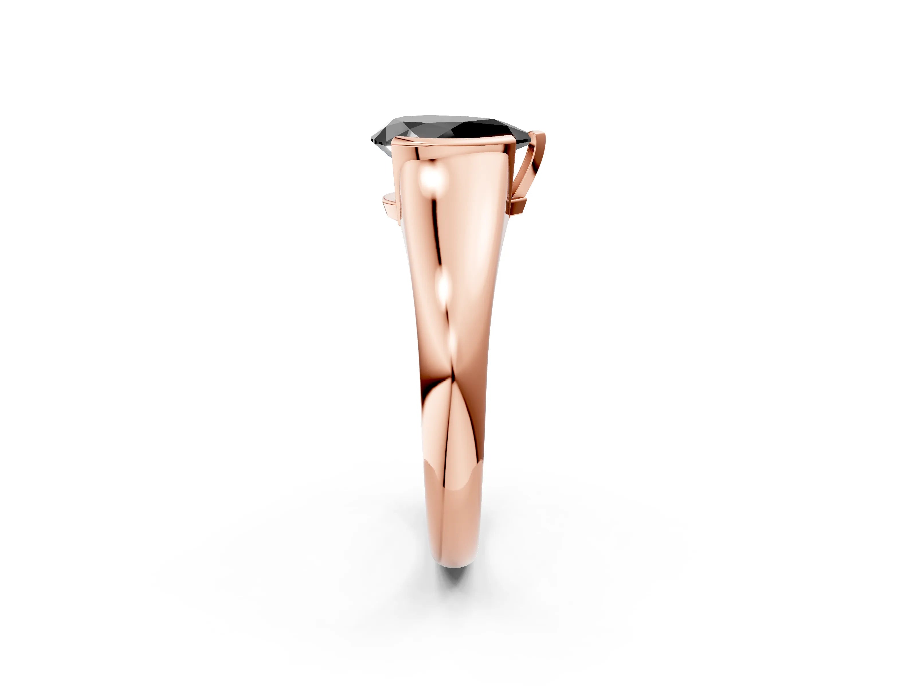 Rose gold Fancy Black Pear Cut Solitaire Tension Set Diamond Ring with Split Shank Band_2