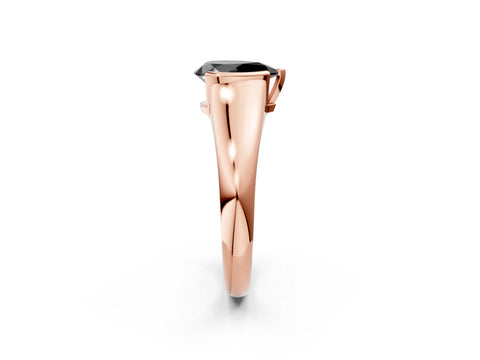 Rose gold Fancy Black Pear Cut Solitaire Tension Set Diamond Ring with Split Shank Band_2