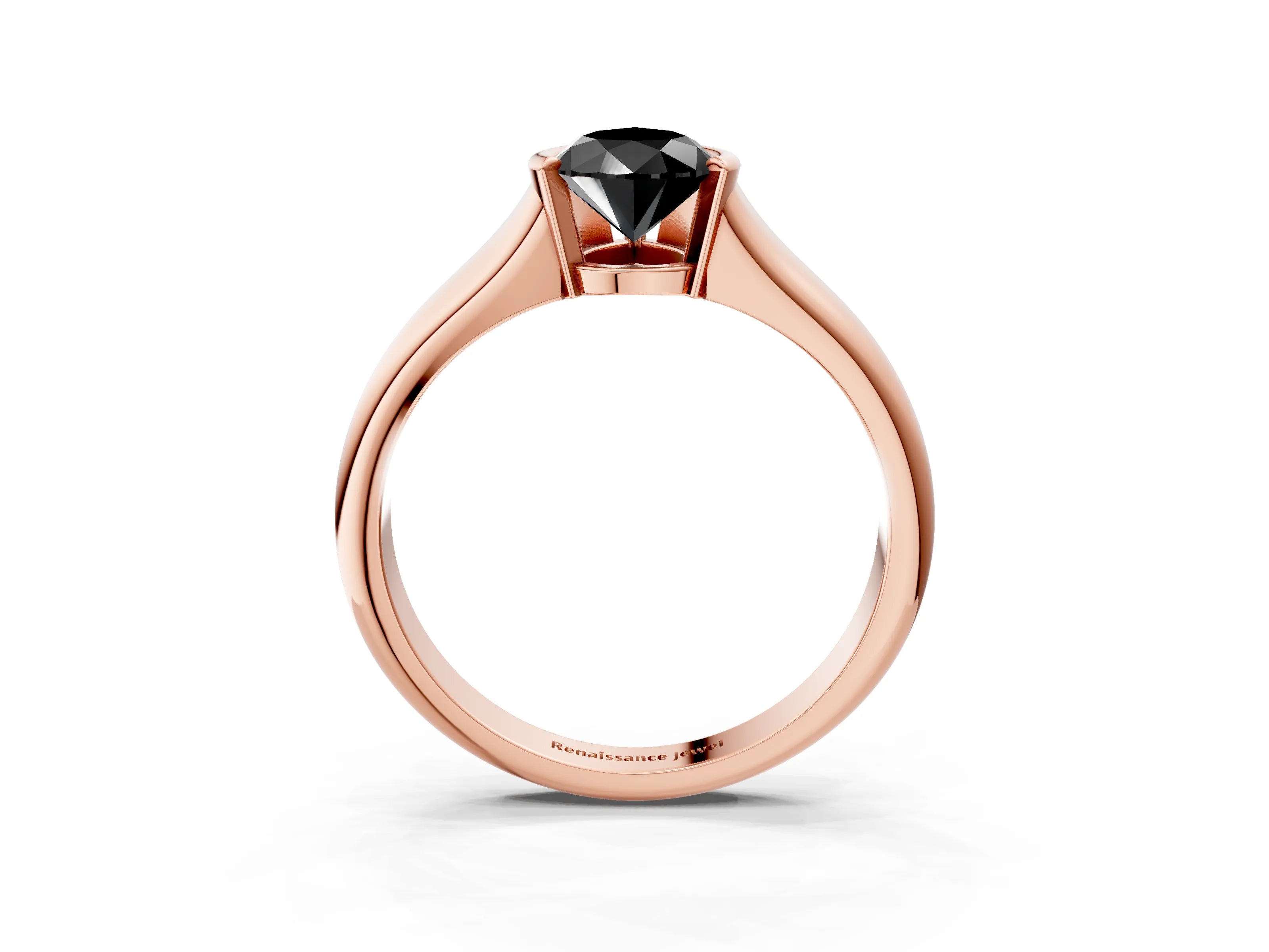 Rose gold Fancy Black Pear Cut Solitaire Tension Set Diamond Ring with Split Shank Band_3