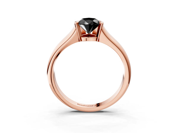 Rose Gold Pear-Shaped Tension Style Solitaire Engagement Ring Setting for Black Center