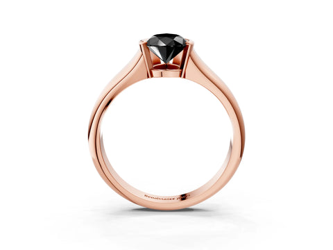 Rose gold Fancy Black Pear Cut Solitaire Tension Set Diamond Ring with Split Shank Band_3