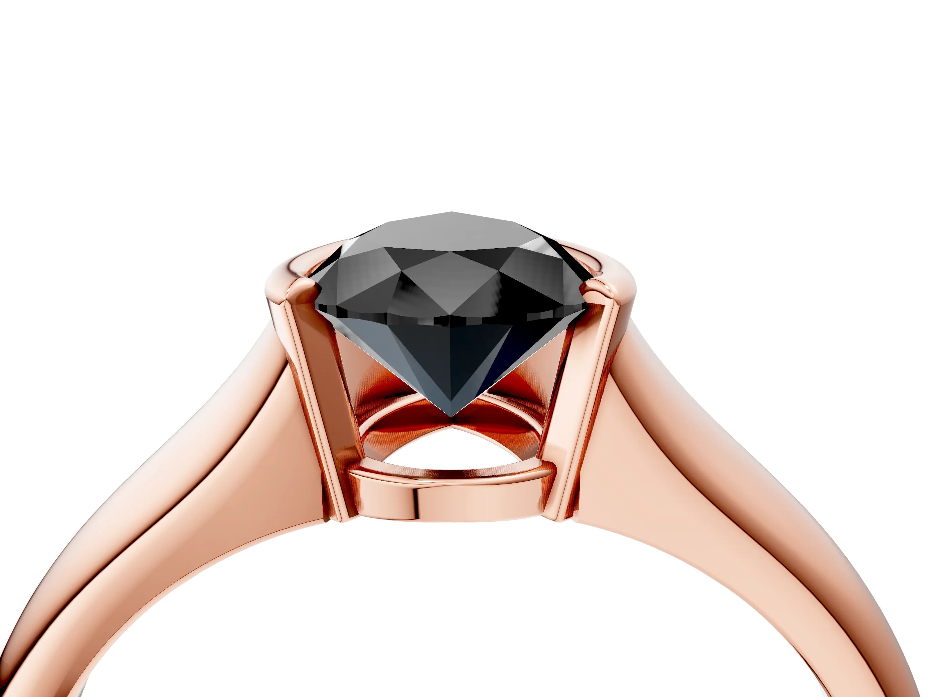 Rose gold Fancy Black Pear Cut Solitaire Tension Set Diamond Ring with Split Shank Band_4