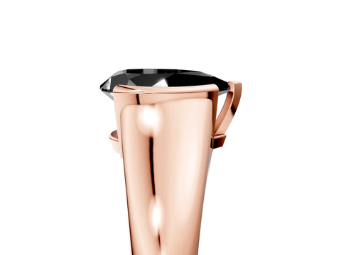 Rose gold Fancy Black Pear Cut Solitaire Tension Set Diamond Ring with Split Shank Band_5