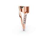 Rose gold Fancy Black Pear Cut Solitaire Tension-Set Diamond Split Shank Ring_2