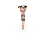 Rose gold Fancy Black Pear Cut Solitaire Twist Pave Diamond Engagement Ring with Prong Setting_2