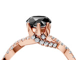 Rose gold Fancy Black Pear Cut Solitaire Twist Pave Diamond Engagement Ring with Prong Setting_4