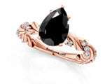 Rose gold Fancy Black Pear Cut Solitaire Twisted Band with Pavé Accents and Four-Prong Setting_1