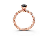 Rose gold Fancy Black Pear Cut Solitaire Twisted Band with Pavé Accents and Four-Prong Setting_3